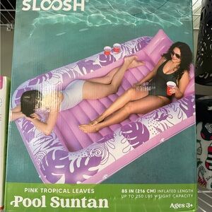 Pink Tropical Leaves Pool Suntan Float
